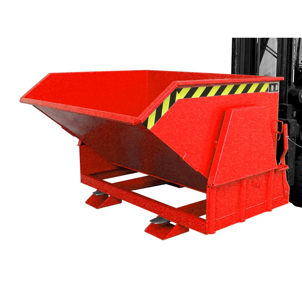 Numéro de l'image du produit 1: Bauer® Benne basculante avec mécanisme d'aide au basculement Premium, construction large, peint, sans couvercle, volume 1,2 m³, RAL 3000 rouge feu