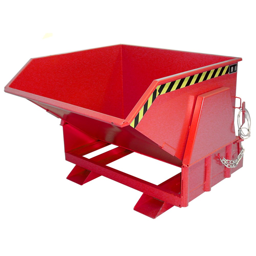 Numéro de l'image du produit 1: Bauer® Benne basculante avec mécanisme d'aide au basculement Premium, construction large, peint, sans couvercle, volume 1 m³, RAL 3000 rouge feu