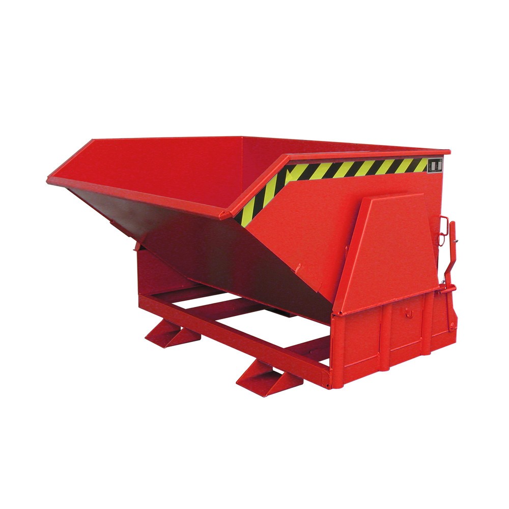 Numéro de l'image du produit 1: Bauer® Benne basculante avec mécanisme d'aide au basculement Premium, construction large, peint, sans couvercle, volume 0,8 m³, RAL 3000 rouge feu
