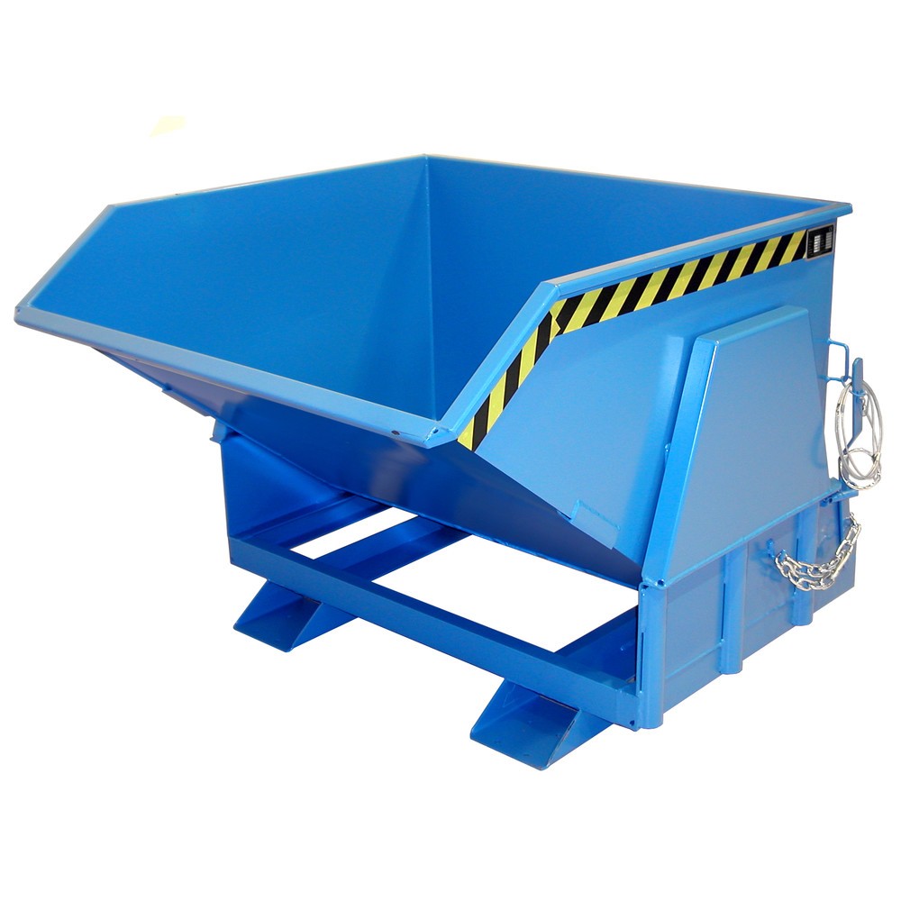 Numéro de l'image du produit 1: Bauer® Benne basculante avec mécanisme d'aide au basculement Premium, construction large, peint, sans couvercle, volume 1 m³, RAL 5012 bleu clair
