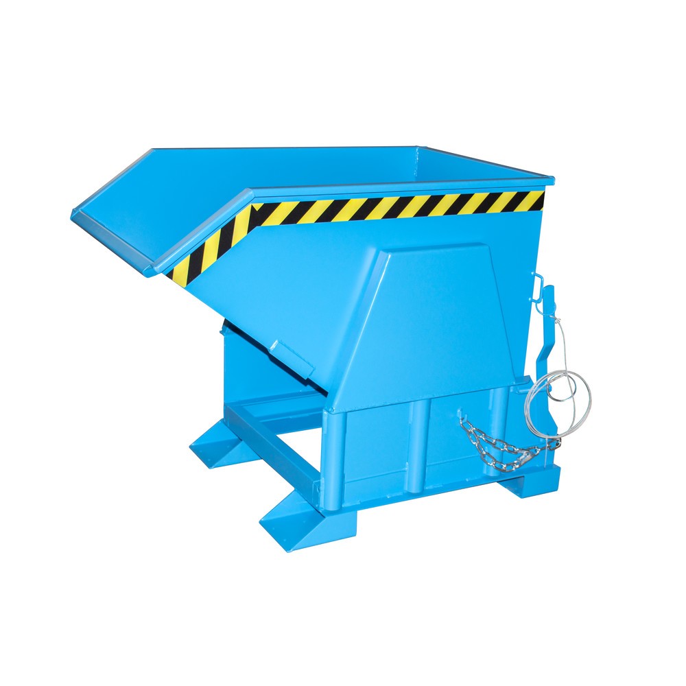 Numéro de l'image du produit 1: Bauer® Benne basculante avec mécanisme d'aide au basculement Premium, construction large, peint, sans couvercle, volume 0,5 m³, RAL 5012 bleu clair