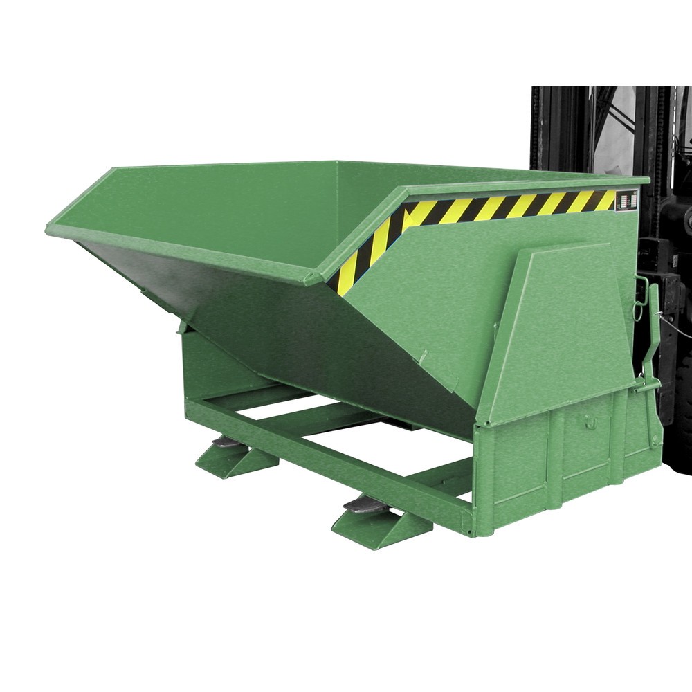 Numéro de l'image du produit 1: Bauer® Benne basculante avec mécanisme d'aide au basculement Premium, construction large, peint, sans couvercle, volume 1,2 m³, RAL 6011 vert réséda