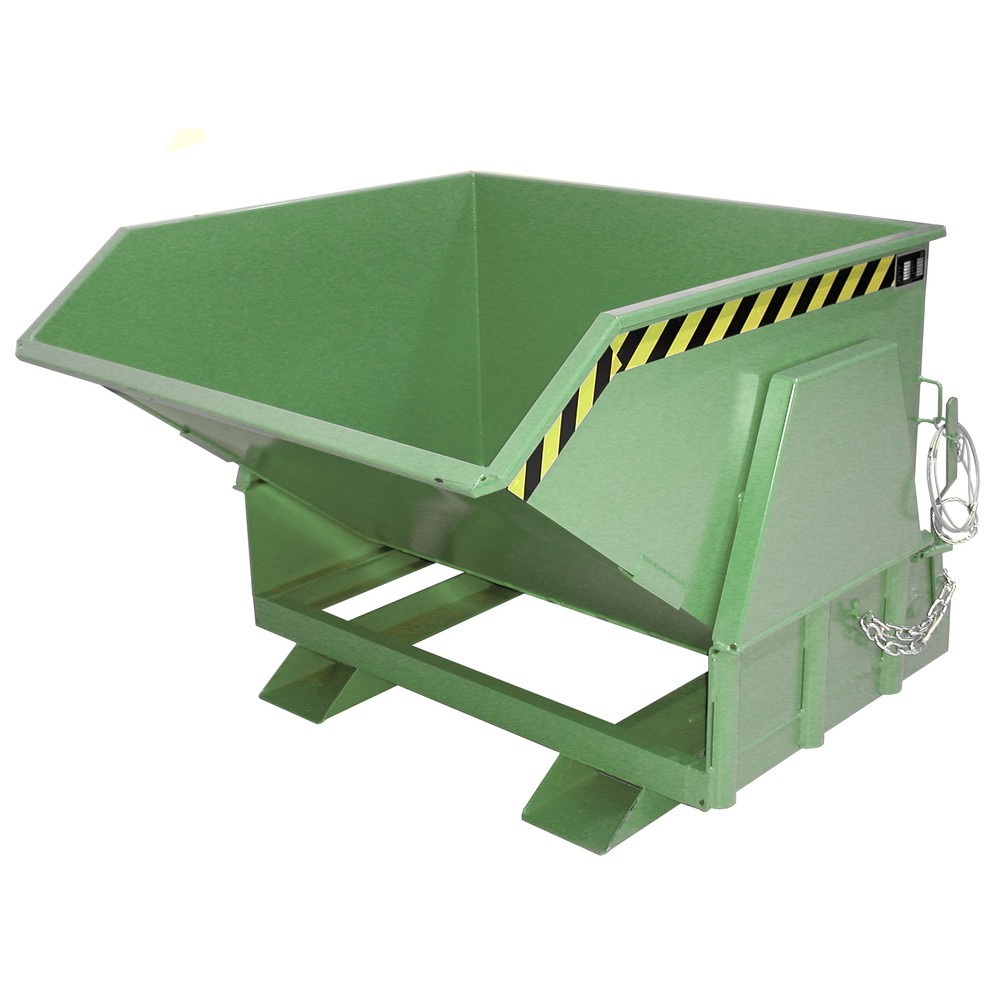 Numéro de l'image du produit 1: Bauer® Benne basculante avec mécanisme d'aide au basculement Premium, construction large, peint, sans couvercle, volume 1 m³, RAL 6011 vert réséda