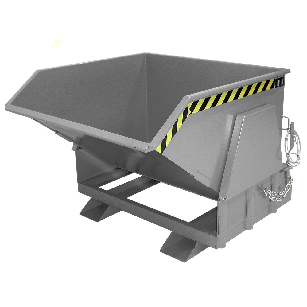 Numéro de l'image du produit 1: Bauer® Benne basculante avec mécanisme d'aide au basculement Premium, construction large, peint, sans couvercle, volume 1 m³, RAL 7005 gris souris