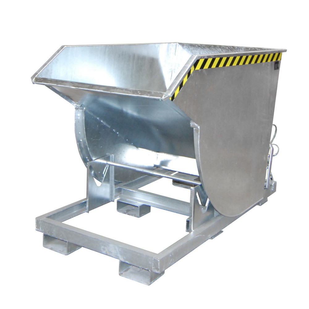 Numéro de l'image du produit 1: Bauer® Benne basculante avec mécanisme d’aide au basculement Premium, construction basse, galvanisée, sans couvercle, volume 1 m³