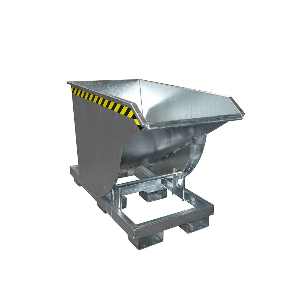 Numéro de l'image du produit 1: Bauer® Benne basculante avec mécanisme d’aide au basculement Premium, construction basse, galvanisée, sans couvercle, volume 0,5 m³
