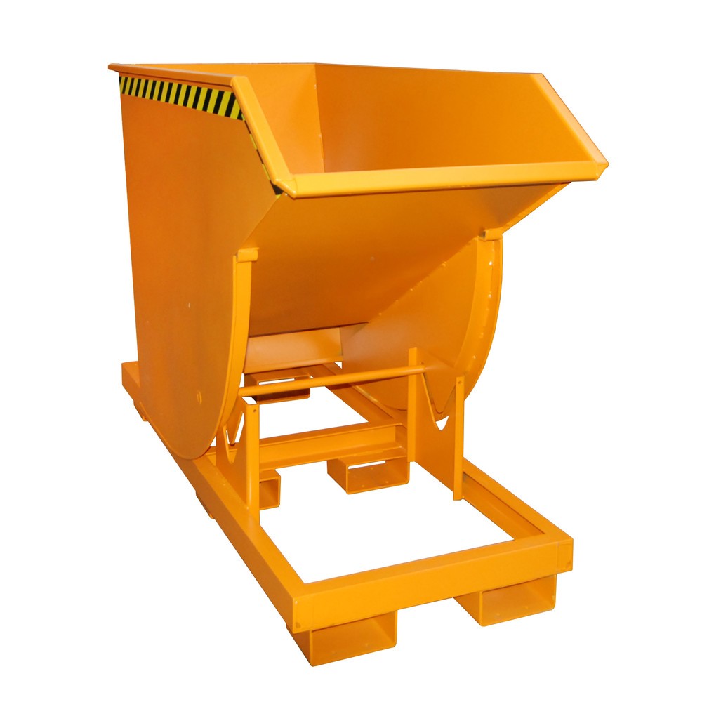 Numéro de l'image du produit 1: Bauer® Benne basculante avec mécanisme d'aide au basculement Premium, construction profonde, peint, sans couvercle, volume 0,75 m³, RAL 2000 orangé jaune