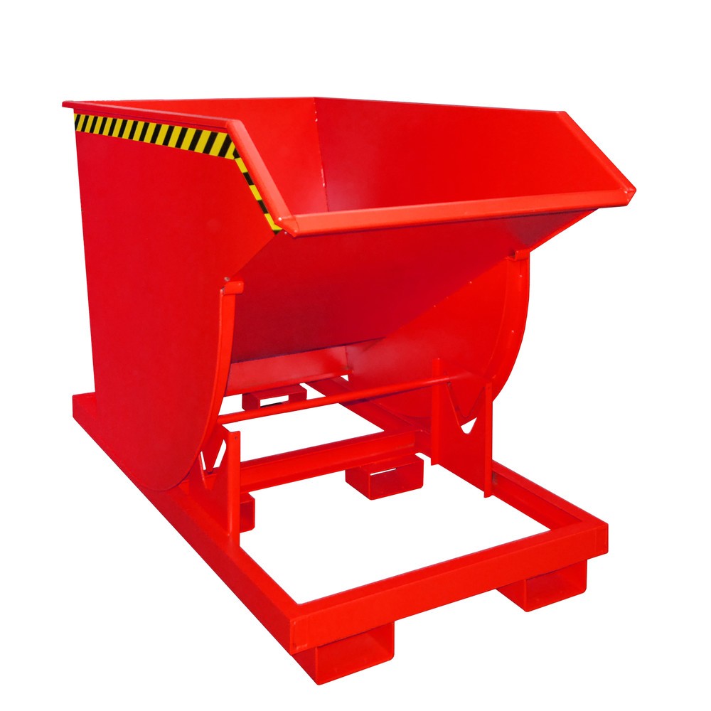 Numéro de l'image du produit 1: Bauer® Benne basculante avec mécanisme d'aide au basculement Premium, construction profonde, peint, sans couvercle, volume 1 m³, RAL 3000 rouge feu