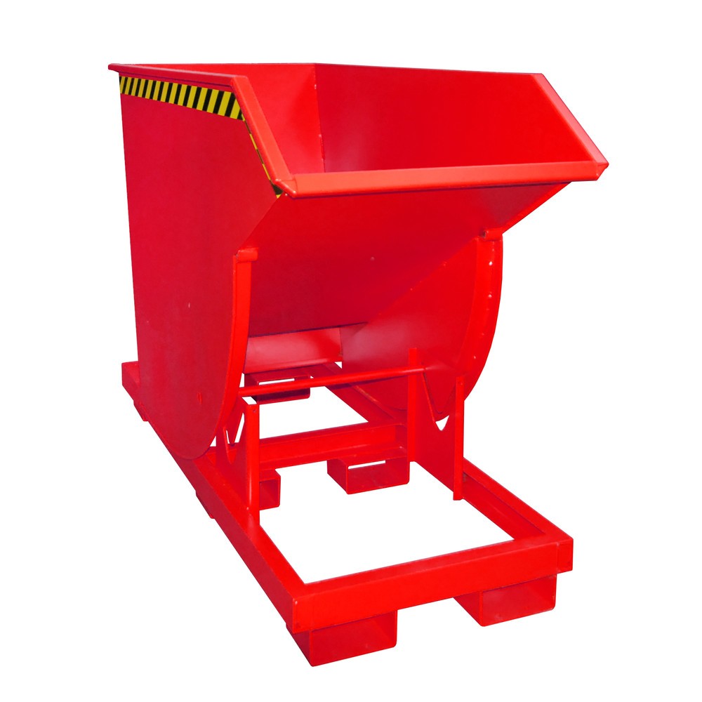 Numéro de l'image du produit 1: Bauer® Benne basculante avec mécanisme d'aide au basculement Premium, construction profonde, peint, sans couvercle, volume 0,75 m³, RAL 3000 rouge feu