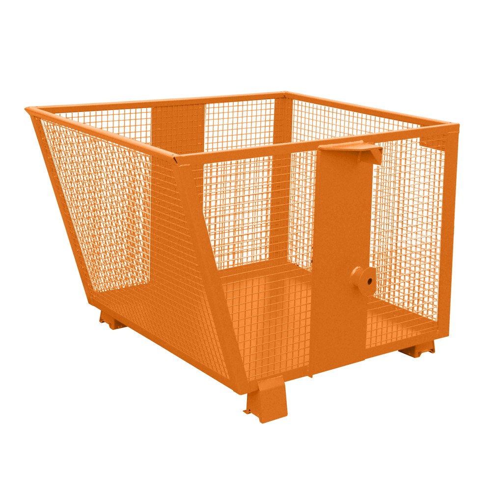 Numéro de l'image du produit 1: Bauer® Benne basculante avec parois grillagées, peinte, volume 0,9 m³, RAL 2000 orangé jaune