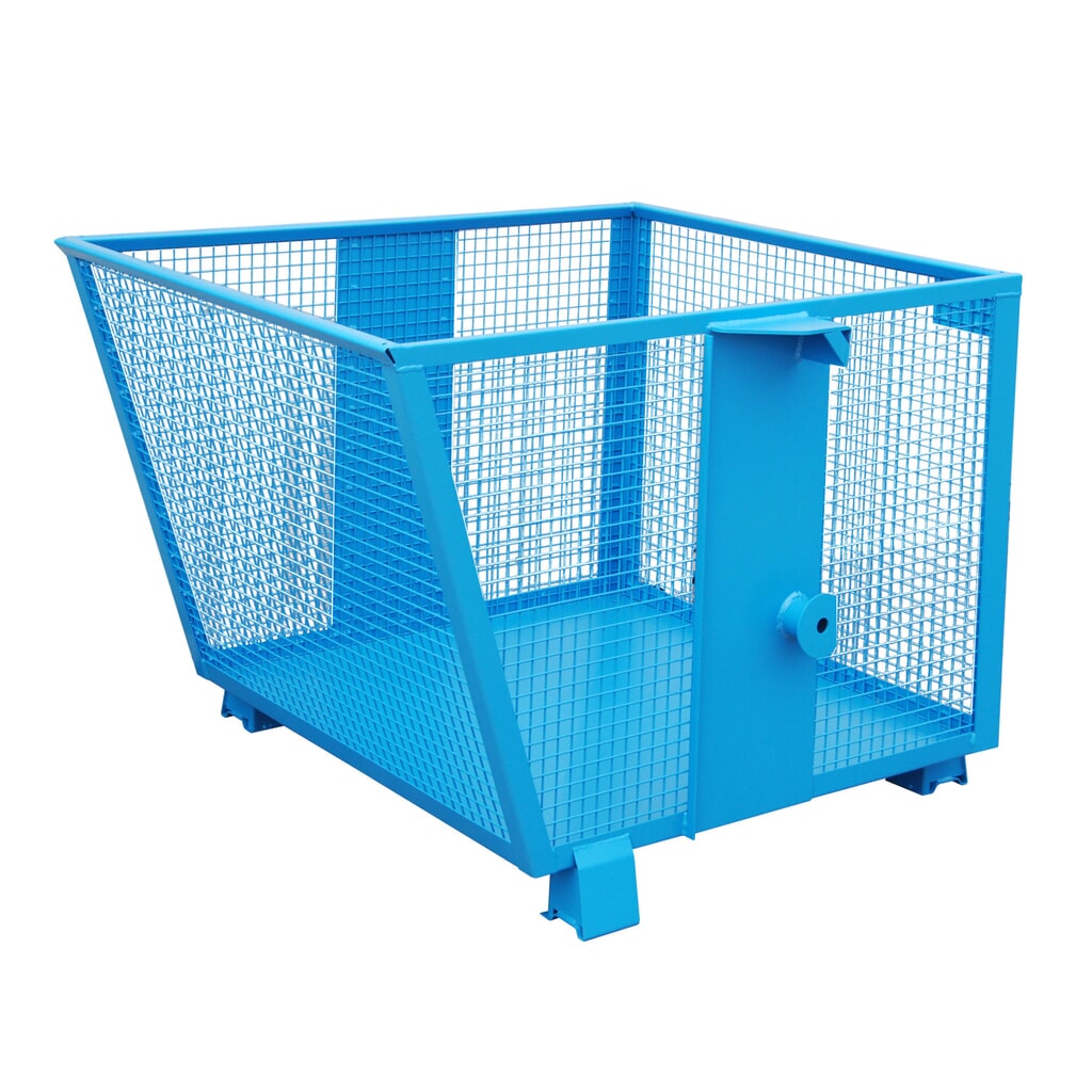 N° de l'image du produit 1 : Bauer® Benne basculante avec parois grillagées, peinte, volume 0,9 m³, RAL 5012 bleu clair