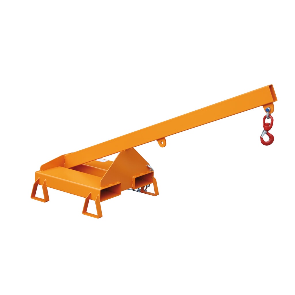 Illustration du produit: Bauer® bras de levage modèle 2, version rigide, 2 positions de crochet, longueur de base 1 600 mm, capacité de charge 1 000 kg, orangé jaune
