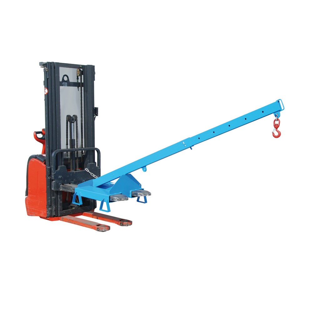 Numéro de l'image du produit 5: Bauer® Bras de charge modèle 3, télescopique, 2 positions de crochet, longueur de base 1 600 mm, capacité de charge 1 000 kg, bleu clair