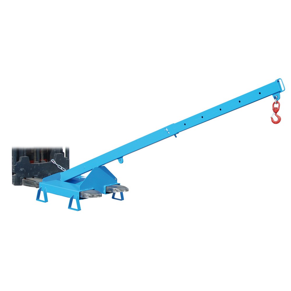 Numéro de l'image du produit 1: Bauer® Bras de charge modèle 3, télescopique, 2 positions de crochet, longueur de base 1 600 mm, capacité de charge 1 000 kg, bleu clair