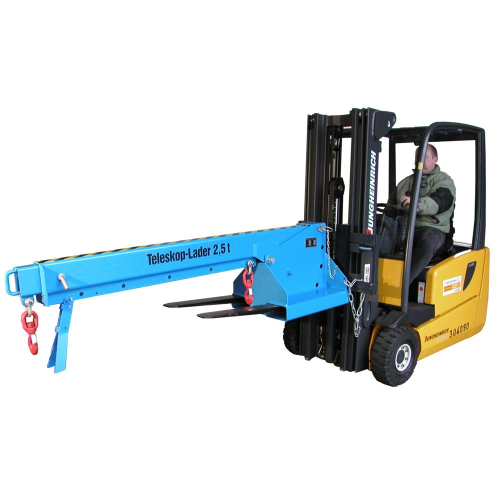 Illustration du produit: Bauer® Chargeur télescopique modèle 1, portée jusqu’à 3 690 mm, capacité de charge jusqu’à 2 500 kg, bleu clair