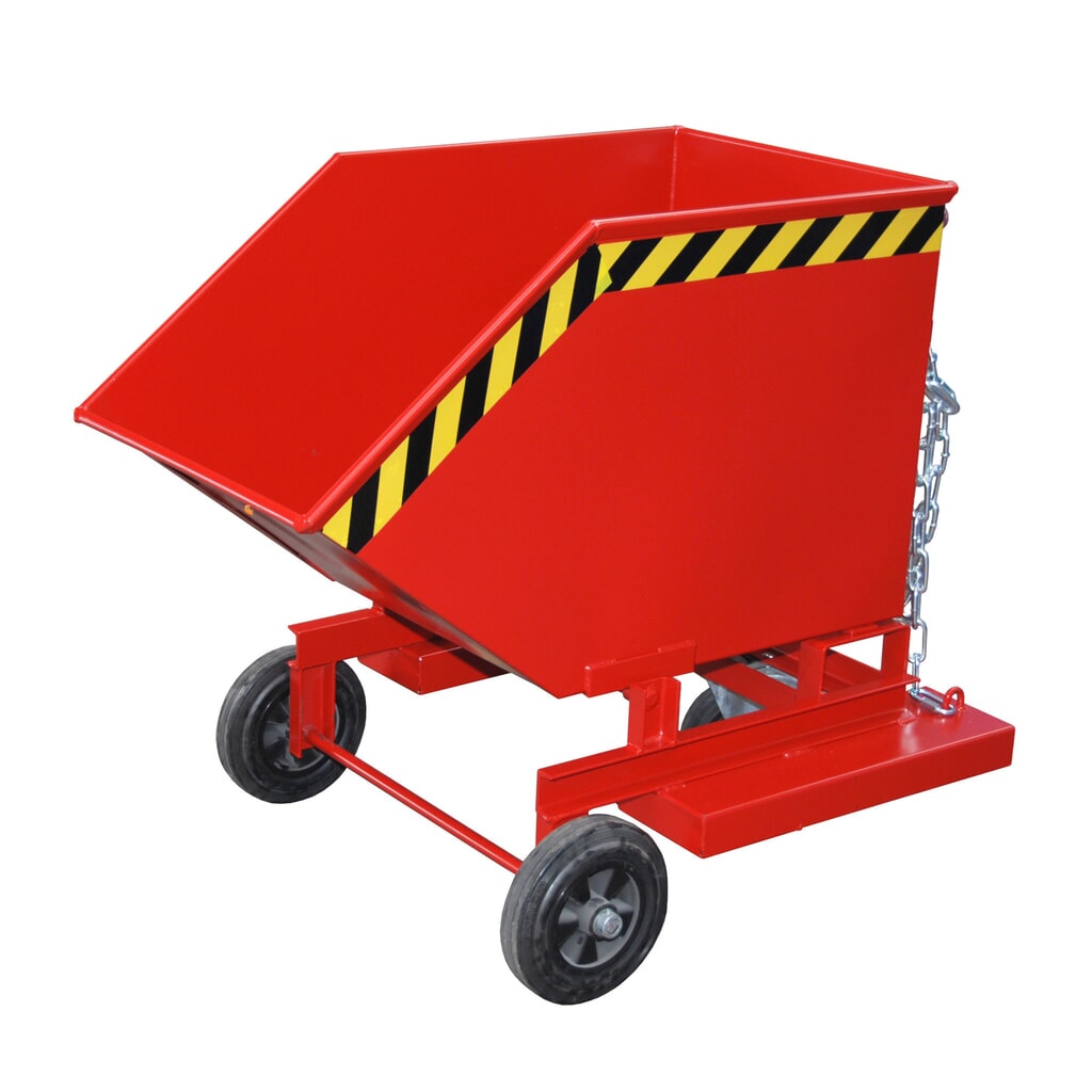 Bauer® Chariot-caisse basculant, avec châssis + entrées de fourche, volume 0,25 m³, RAL 3000 rouge feu N° de l'image du produit 1 : Bauer® Chariot-caisse basculant, avec châssis + entrées de fourche, volume 0,25 m³, RAL 3000 rouge feu
