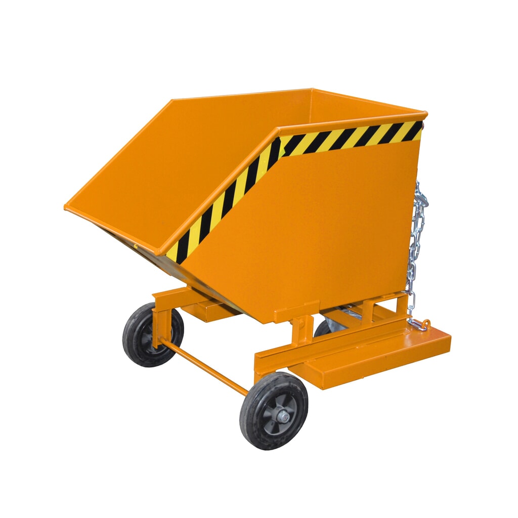 Bauer® Chariot-caisse basculant, avec châssis + entrées de fourche, volume 0,25 m³, RAL 3000 rouge feu N° de l'image du produit 3 : Bauer® Chariot-caisse basculant, avec châssis + entrées de fourche, volume 0,25 m³, RAL 3000 rouge feu