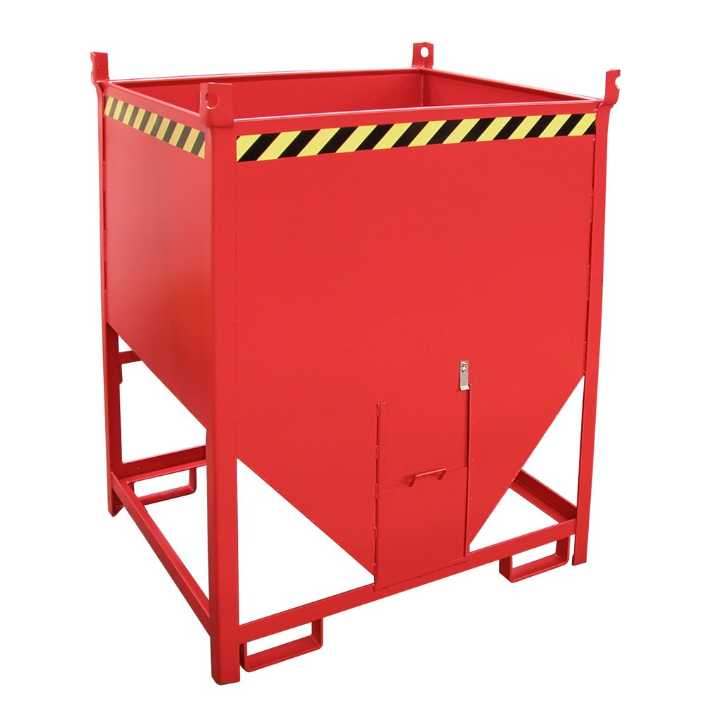 Numéro de l'image du produit 1: Bauer® Conteneur silo avec fermeture coulissante, peint, volume 1 m³, RAL 3000 rouge feu
