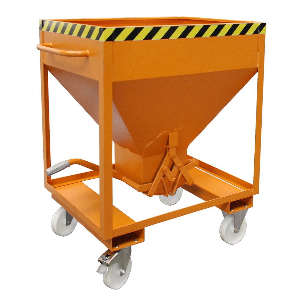 Numéro de l'image du produit 1: Bauer® Silo avec fermeture en ciseaux, entrées de fourche + roulettes, peint, volume 0,375 m², RAL 2000 orangé jaune