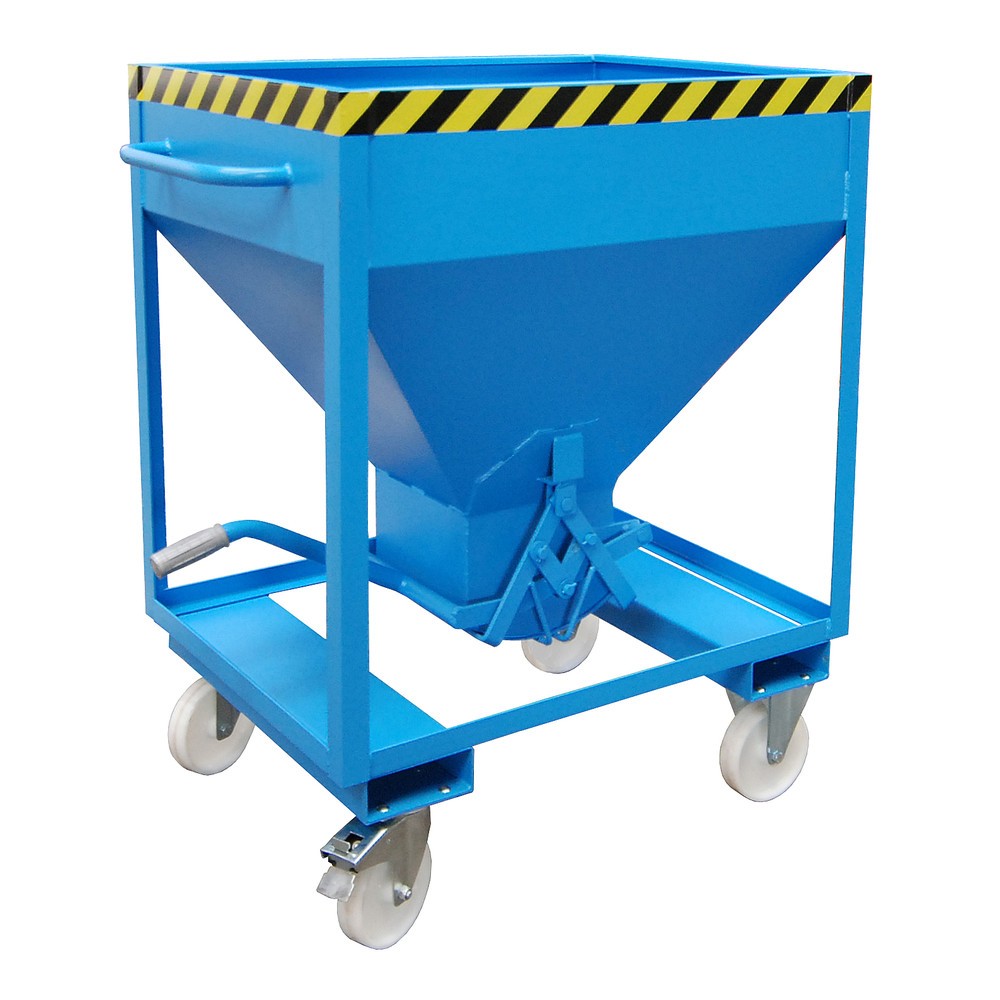 N° de l'image du produit 1 : Bauer® Silo avec fermeture en ciseaux, entrées de fourche + roulettes, peint, volume 0,375 m², RAL 5012 bleu clair