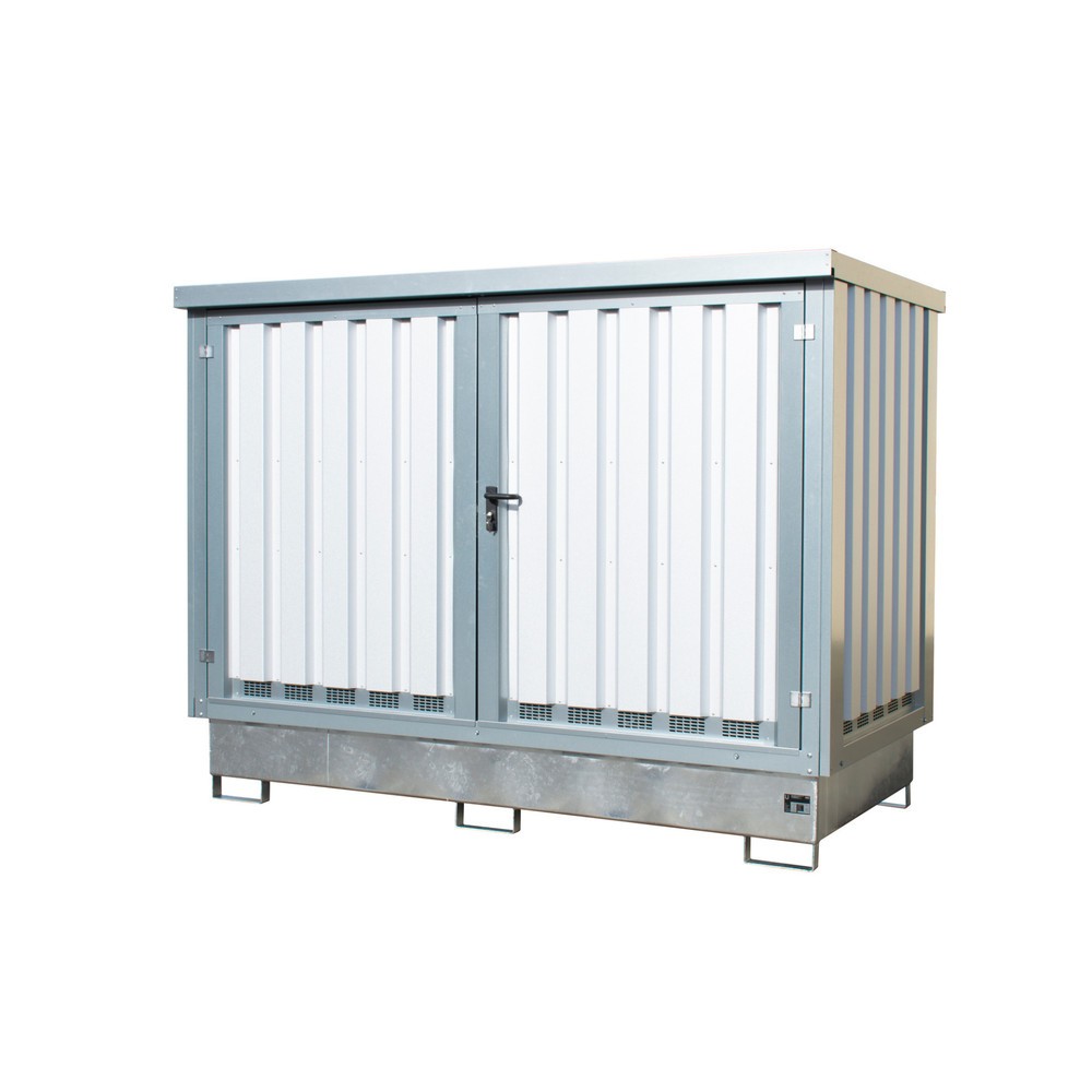 Numéro de l'image du produit 1: Dépôt à matières dangereuses Bauer® GD-E/IBC, pour 2x IBC, avec cuve, galvanisé