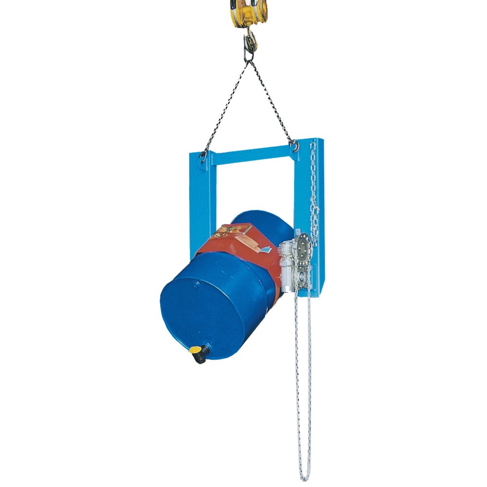 Numéro de l'image du produit 2: Bauer® Dispositif bascule-fût, capacité de charge 300 kg, pour fût de Ø 350-600 mm, chaîne sans fin, RAL 5012 bleu clair