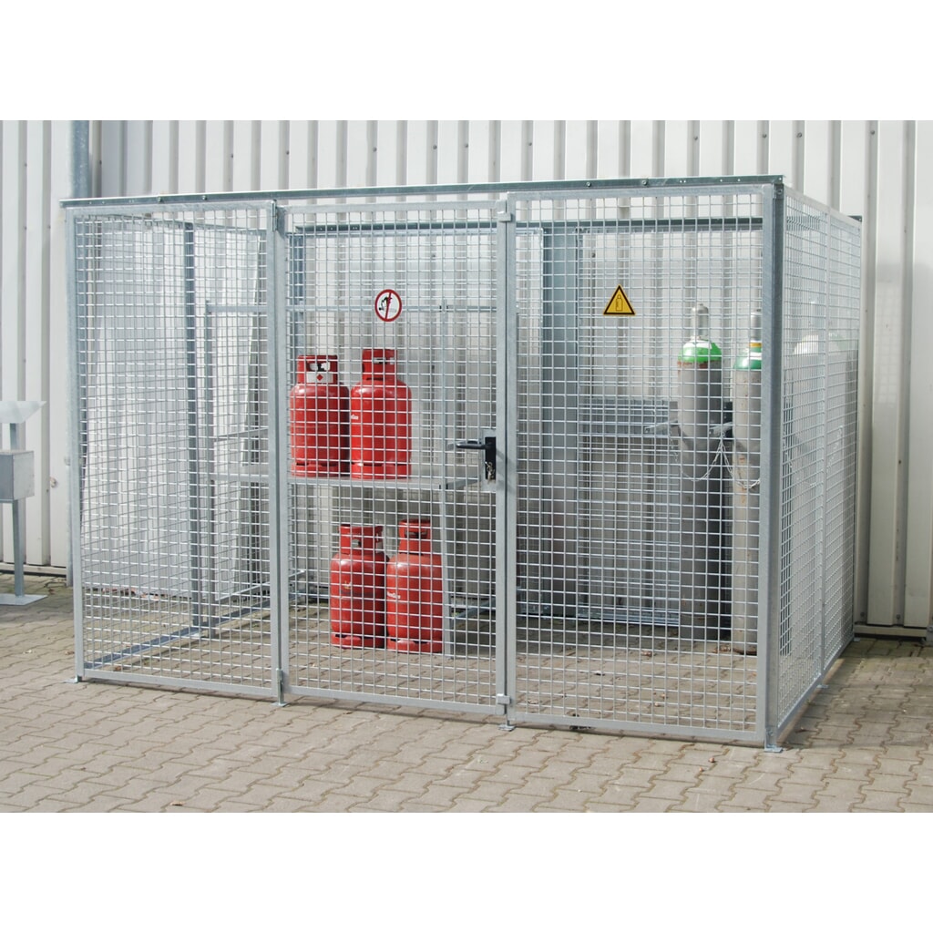 Illustration du produit: Bauer® Conteneur de stockage pour bouteilles de gaz TRGS 510 sans toit, 1 porte, 104 bouteilles