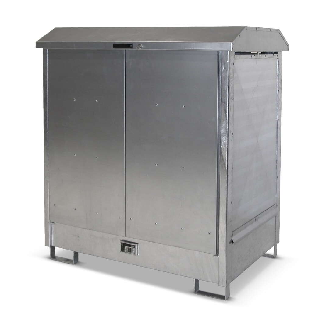 Bauer® Box de sécurité GD-N, avec bac de rétention pour 2 x 200 l, HxlxP 1 610 x 1 440 x 1 015 mm Illustration du produit: Bauer® Box de sécurité GD-N, avec bac de rétention pour 2 x 200 l, HxlxP 1 610 x 1 440 x 1 015 mm