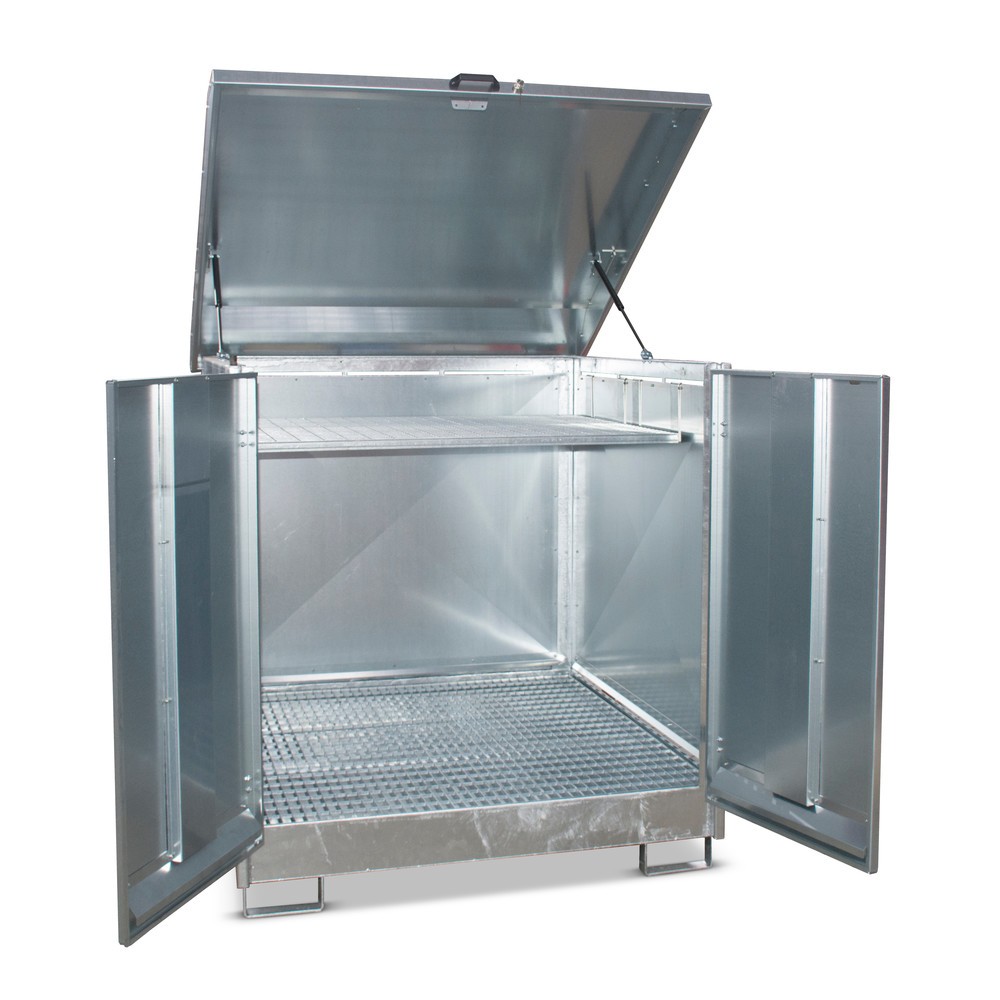Numéro de l'image du produit 2: Bauer® Box de sécurité GD-N, avec bac de rétention pour 4 x 200 l, HxlxP 1 550 x 1 440 x 1 500 mm