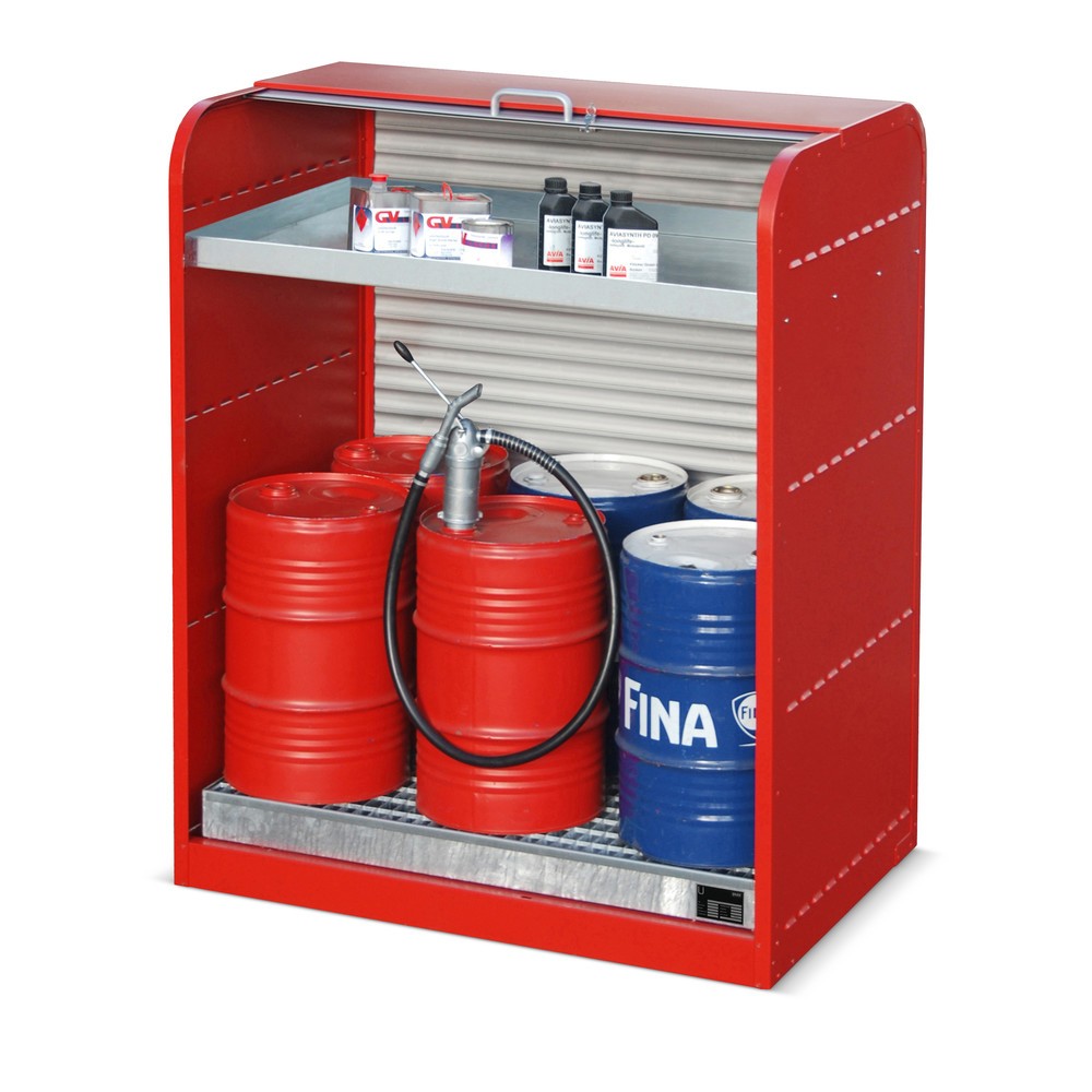 Numéro de l'image du produit 2: Bauer® Armoire à volet roulant pour substances dangereuses RSG3, bac de rétention pour 6 x 60 l et bac pour petits bidons inclus
