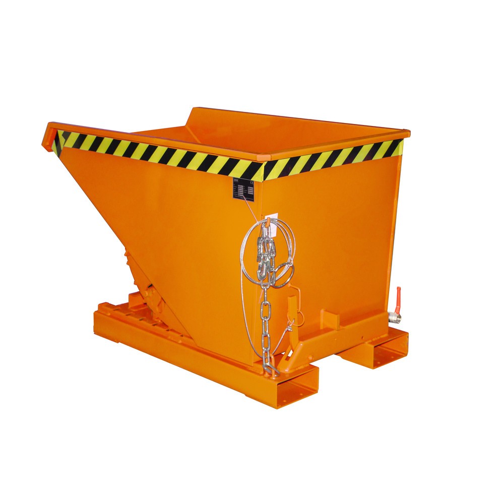 Numéro de l'image du produit 1: Mini-benne à copeaux Bauer® avec mécanisme d'aide au basculement, faible hauteur de construction, peinte, volume 0,3 m³, RAL 2000 jaune-orange