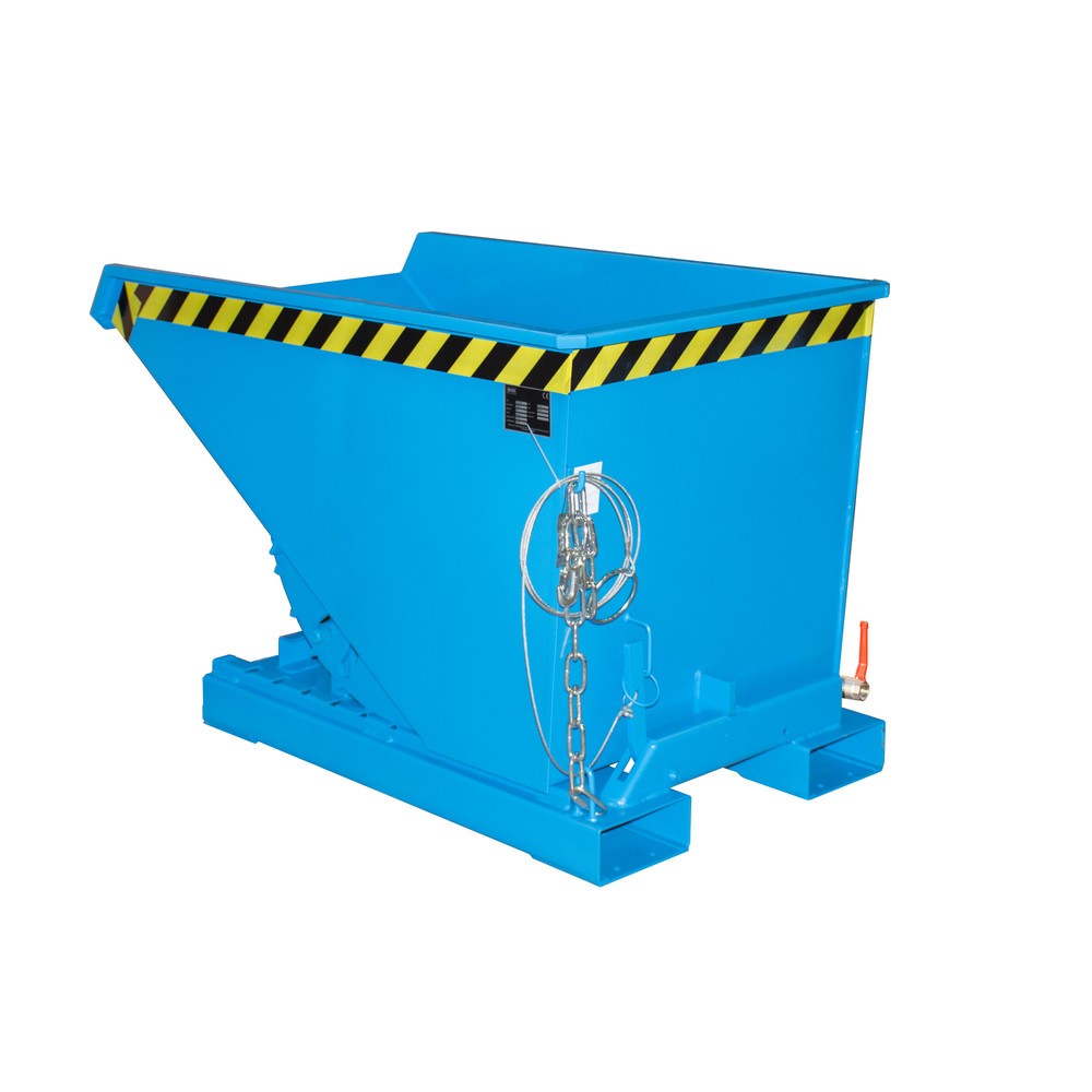 Numéro de l'image du produit 1: Mini-benne à copeaux Bauer® avec mécanisme d'aide au basculement, faible hauteur de construction, peinte, volume 0,3 m³, RAL 5012 bleu clair
