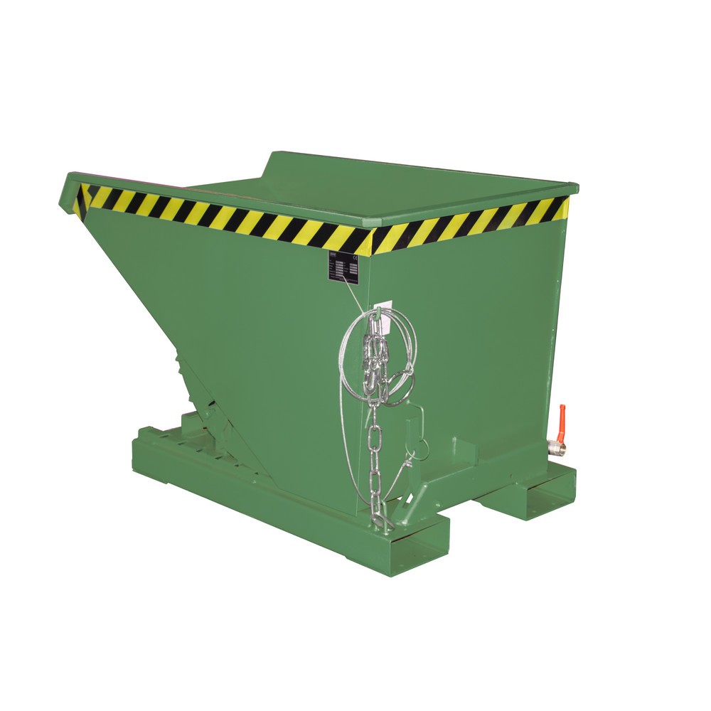 Numéro de l'image du produit 1: Mini-benne à copeaux Bauer® avec mécanisme d'aide au basculement, faible hauteur de construction, peinte, volume 0,3 m³, RAL 6011 vert réséda
