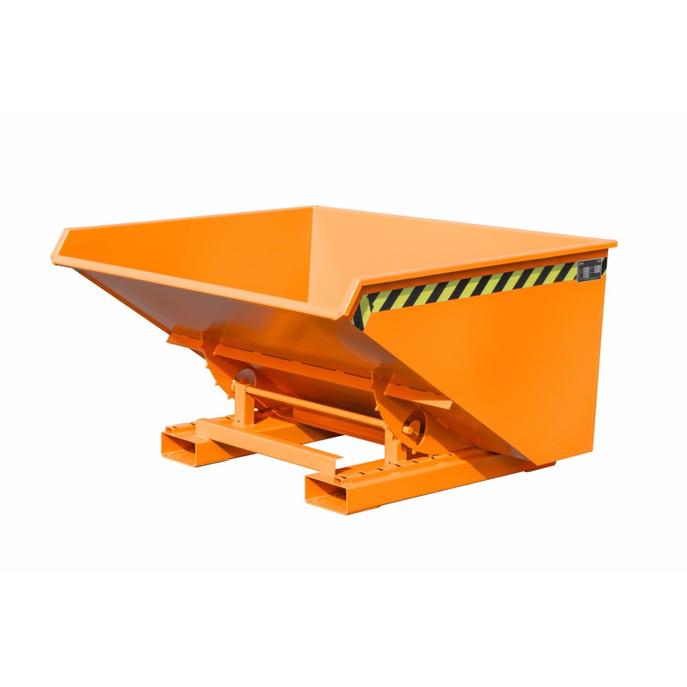 N° de l'image du produit 1 : Mini-benne à copeaux Bauer® avec mécanisme d'aide au basculement, faible hauteur de construction, peinte, volume 0,9 m³, RAL 2000 jaune-orange