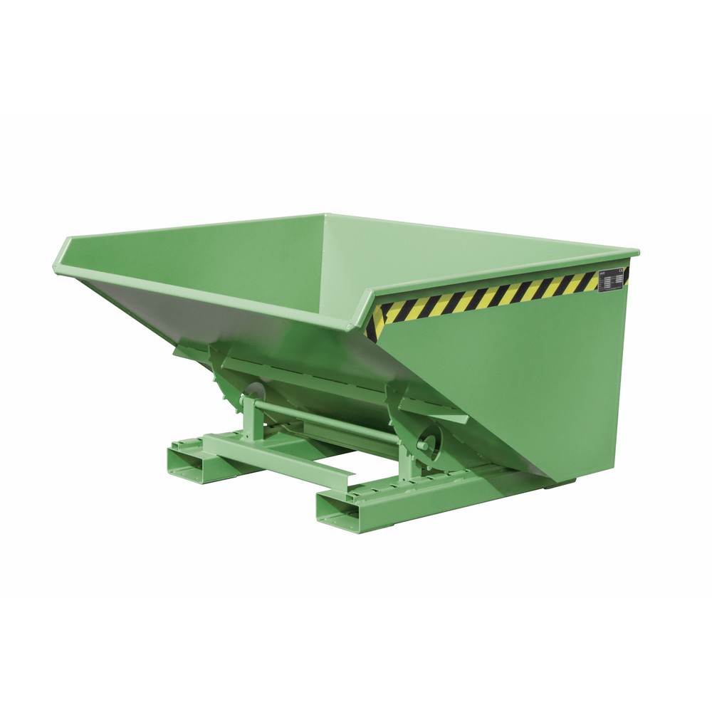 N° de l'image du produit 1 : Mini-benne à copeaux Bauer® avec mécanisme d'aide au basculement, faible hauteur de construction, peinte, volume 0,9 m³, RAL 6011 vert réséda