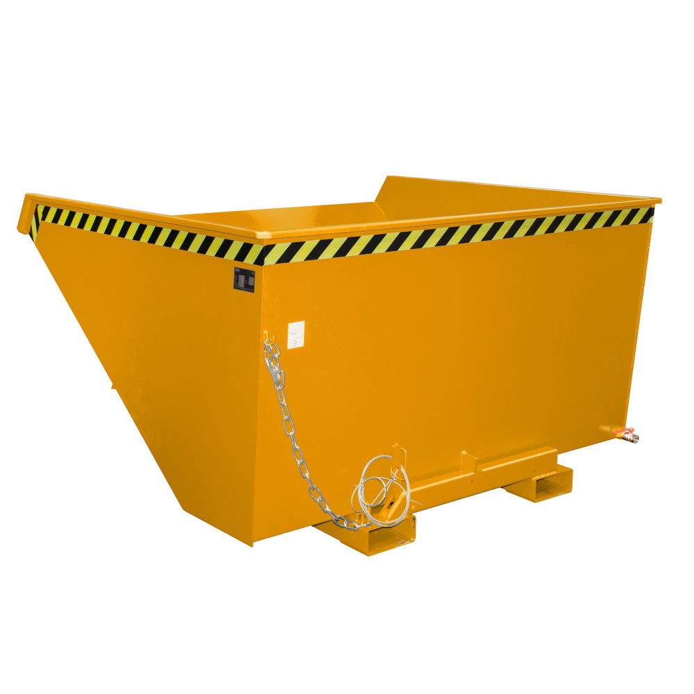 Numéro de l'image du produit 1: Mini-benne à copeaux Bauer® avec mécanisme d'aide au basculement, faible hauteur de construction, peinte, volume 2,1 m³, RAL 2000 jaune-orange
