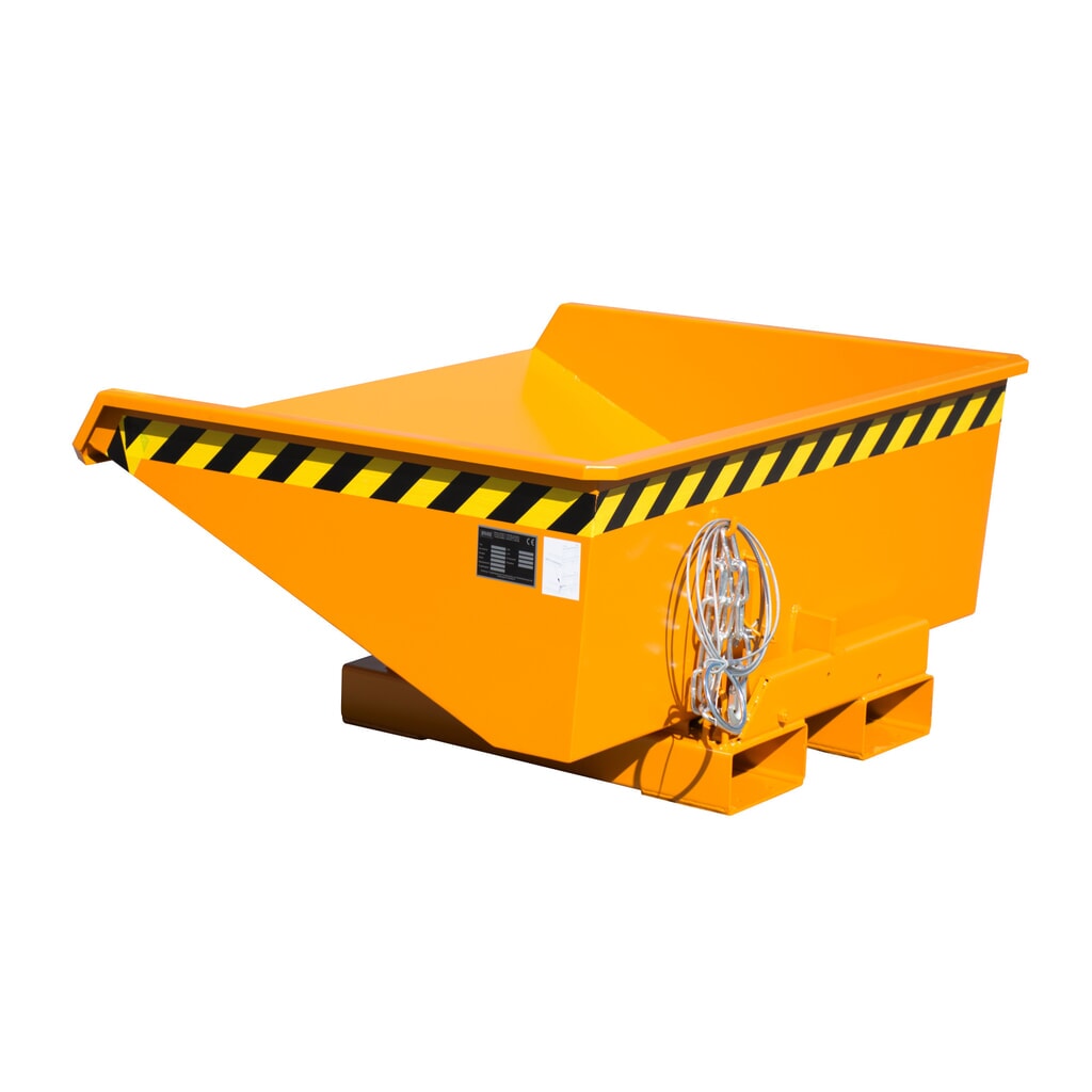 N° de l'image du produit 1 : Bauer® Mini-benne basculante avec mécanisme d'aide au basculement, faible hauteur de construction, peinte, volume 0,275 m³, RAL 2000 orangé jaune