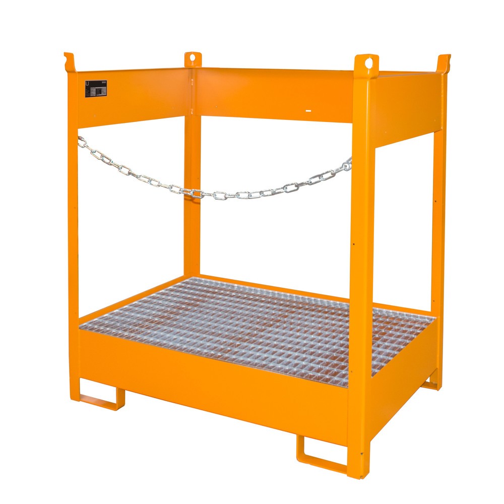 Numéro de l'image du produit 1: Bauer® Palette de stockage/transport sur bac de rétention, HxlxP 1 495 x 1 410 x 920 mm, ouverte, jaune-orange