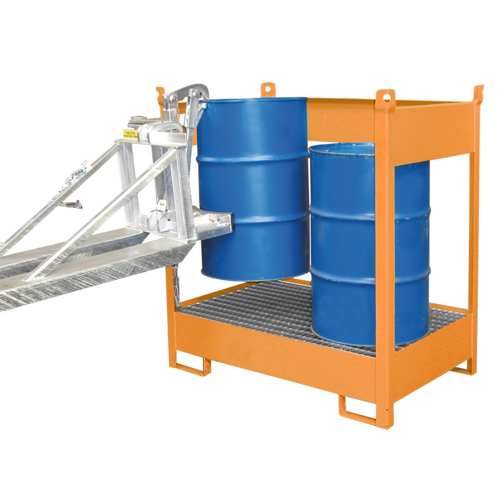 Numéro de l'image du produit 2: Bauer® Palette de stockage/transport sur bac de rétention, HxlxP 1 495 x 1 410 x 920 mm, ouverte, jaune-orange