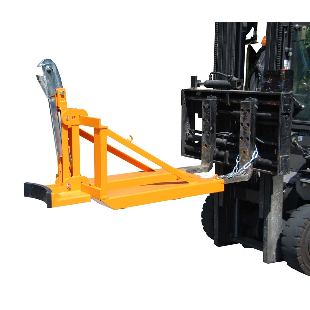 Illustration du produit: Bauer® Pince à fûts, fûts à bonde en acier et en plastique, capacité de charge 800 kg, RAL 2000 orangé jaune