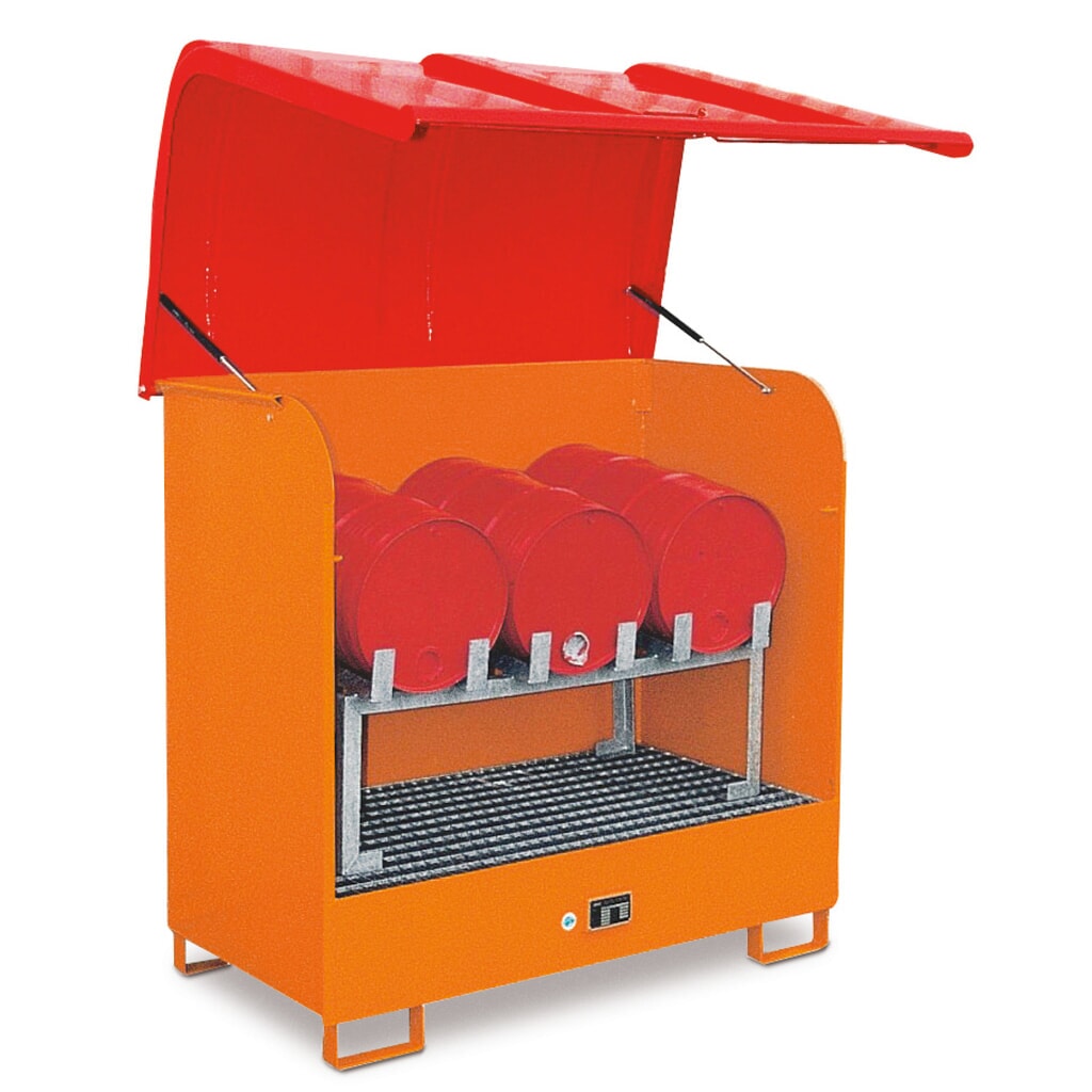 Bauer® Station pour matières dangereuses en acier, avec capot renforcé aux fibres de verre, jaune orange Illustration du produit: Bauer® Station pour matières dangereuses en acier, avec capot renforcé aux fibres de verre, jaune orange