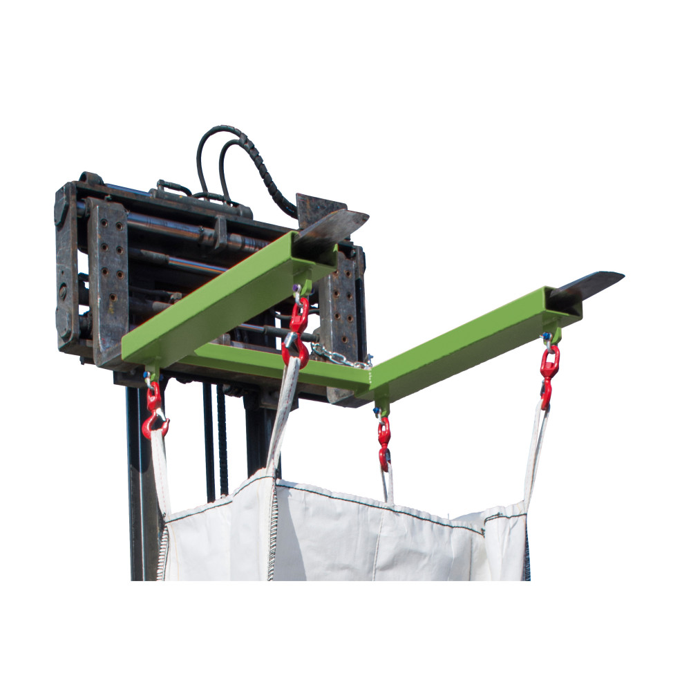 Numéro de l'image du produit 2: Bauer® Traverse de levage pour Big-Bag, spécial chariot avec 4 crochets à émerillon, capacité de charge 1 250 kg, peinte, RAL 6011 vert réséda