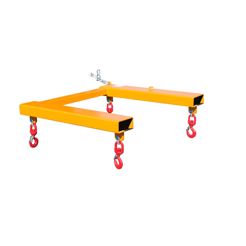 Numéro de l'image du produit 1: Bauer® Traverse de levage pour Big-Bag, spécial chariot avec 4 crochets à émerillon, capacité de charge 1 250 kg, peinte, RAL 2000 jaune orange