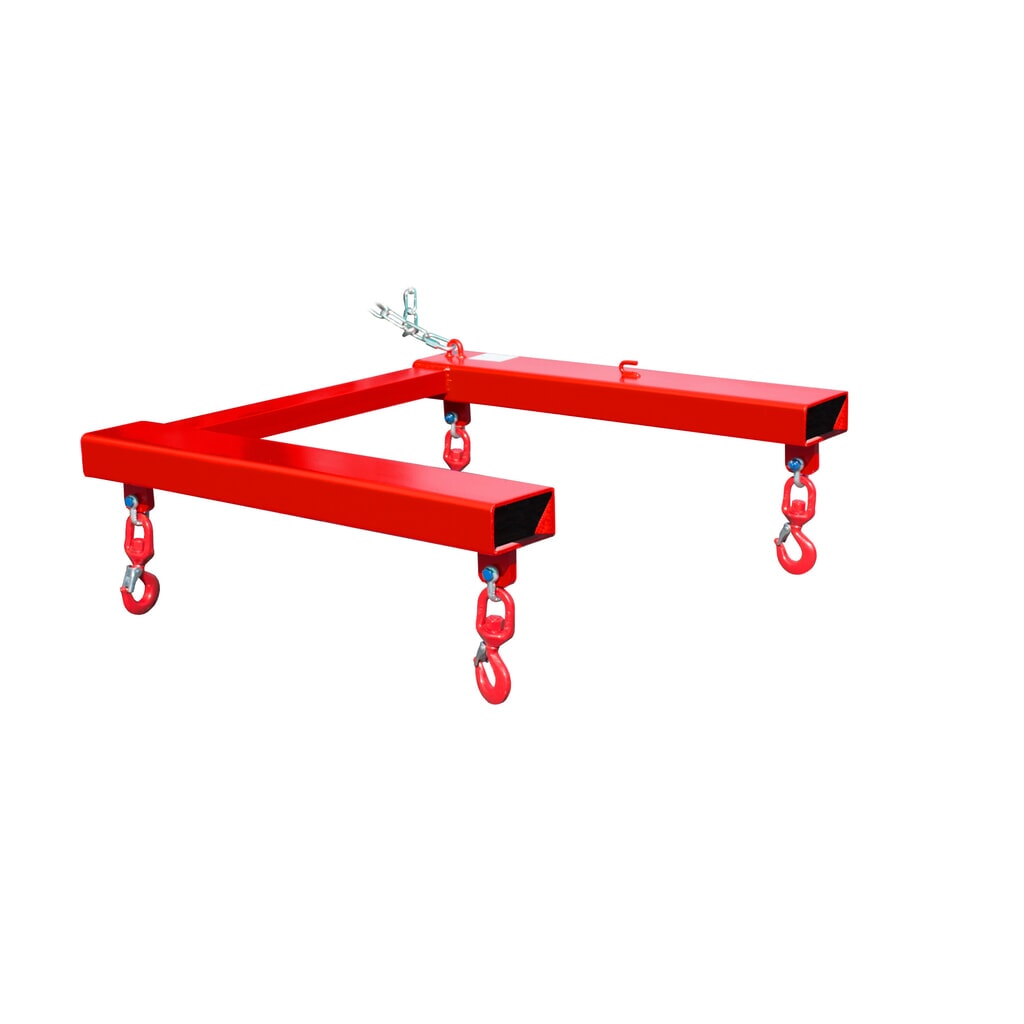Bauer® Traverse de levage pour Big-Bag, spécial chariot avec 4 crochets à émerillon, capacité de charge 1 250 kg, peinte, RAL 3000 rouge feu N° de l'image du produit 1 : Bauer® Traverse de levage pour Big-Bag, spécial chariot avec 4 crochets à émerillon, capacité de charge 1 250 kg, peinte, RAL 3000 rouge feu