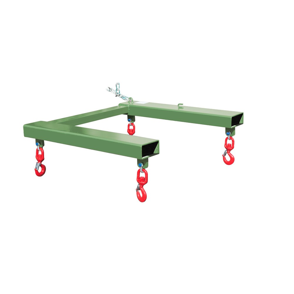 Numéro de l'image du produit 1: Bauer® Traverse de levage pour Big-Bag, spécial chariot avec 4 crochets à émerillon, capacité de charge 1 250 kg, peinte, RAL 6011 vert réséda