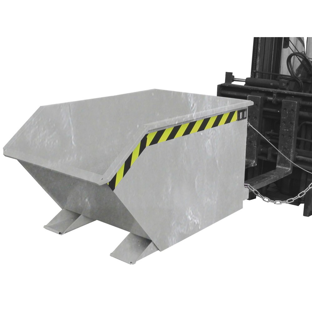 Numéro de l'image du produit 1: Bauer® Benne basculante à copeaux, fond intermédiaire en tôle perforée, galvanisée, capacité de charge 1 000 kg, volume 0,5 m³