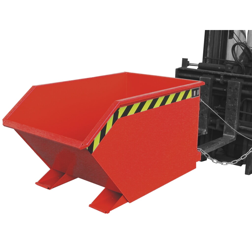 Bauer® Benne de tri basculante, fond intermédiaire en tôle perforée, peinte, volume 0,5 m³, RAL 3000 rouge feu N° de l'image du produit 1 : Bauer® Benne de tri basculante, fond intermédiaire en tôle perforée, peinte, volume 0,5 m³, RAL 3000 rouge feu