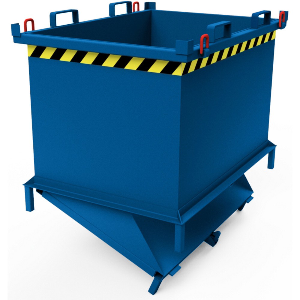 N° de l'image du produit 2 : Benne à fond basculant avec déclenchement automatique, avec pieds, volume 1 m³, bleu gentiane