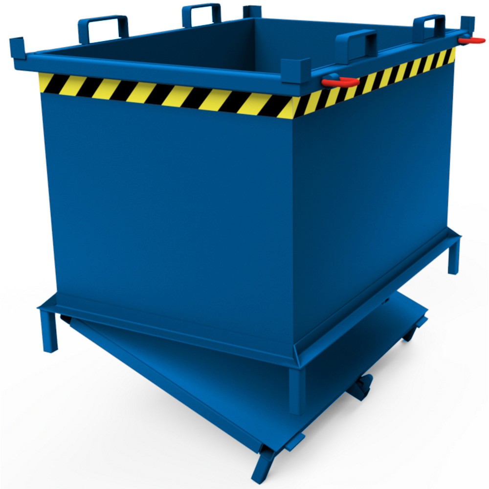 N° de l'image du produit 3 : Benne à fond basculant avec déclenchement automatique, avec pieds, volume 2 m³, bleu gentiane