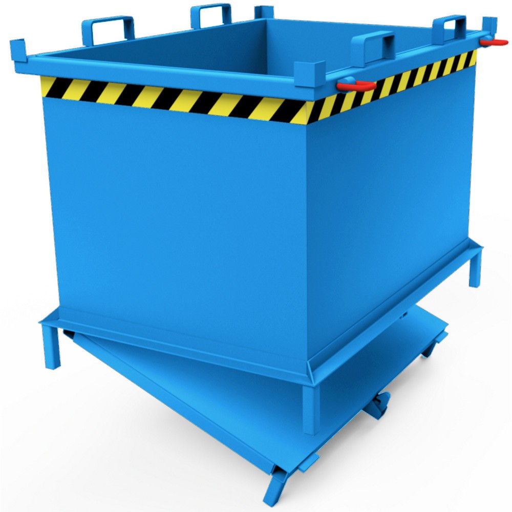 N° de l'image du produit 3 : Benne à fond basculant avec déclenchement automatique, avec pieds, volume 2 m³, bleu clair